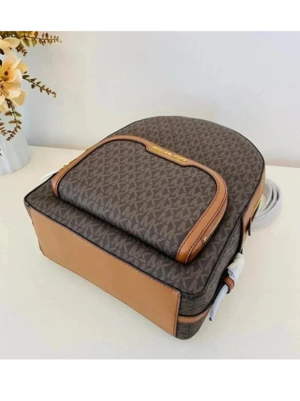 NWT! Michael Kors Jaycee Med Signature Brown Monogram Backpack - Picture 8 of 12